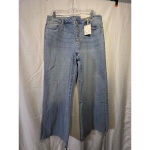 a.n.a Womens Jeans Size 16 High Rise Wide Leg Light Wash Denim Button Fly NWT